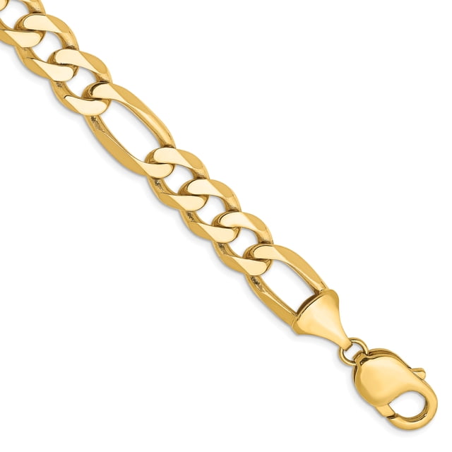 Chaîne Figaro Plate 10mm en Or Jaune 14K