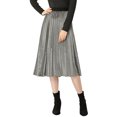 thumbnail image 1 of INSPIRE CHIC Jupe Midi Plissée en Velours Taille Haute Élastique pour Femmes, 1 of 6