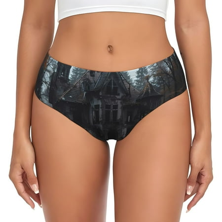 Naloa Gloomy Mansion Forest Scene Womens No Show Cotton Underwear Mid-High Waisted Soft Ladies Panties Strech Breathable Briefs -3X-Large