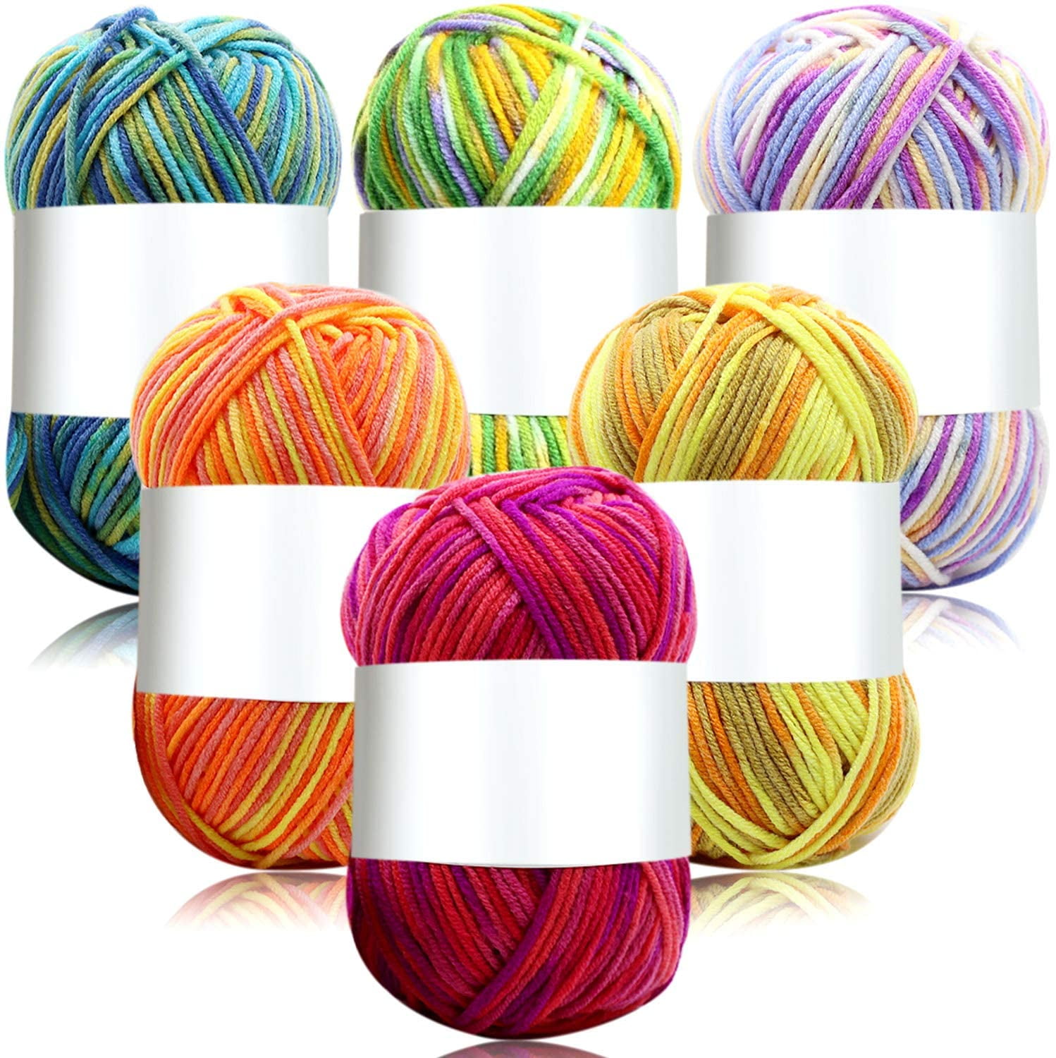  6 Pack Beginners Crochet Yarn Rainbow Green Blue