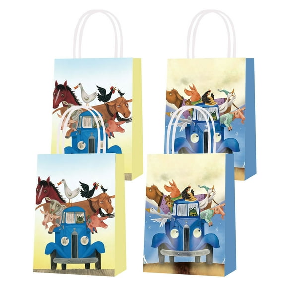 16 pcs For Little Blue Truck Theme Birthday Party Bags,Candy Gift Bags,With Handles Favor Bags Party Favor Bags,All in One Decoration Set