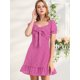 thumbnail image 2 of Minivestido Con Volantes En El Dobladillo Y Escote Corazón Con Lazo En La Parte Delantera Y Llamarada Para Mujer Rosa púrpura S, 2 of 6