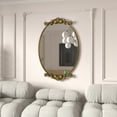 thumbnail image 6 of GODCHAR Wall Mirror Oval Vintage Carved Antique Metal Frame for Bathroom, 6 of 7