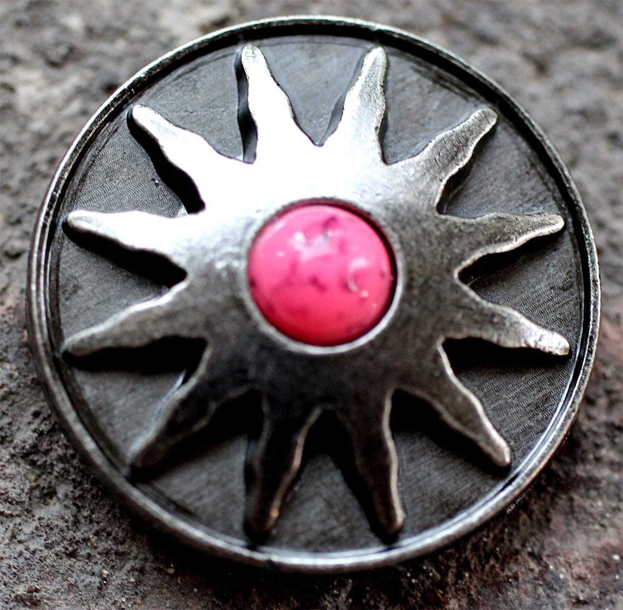 Lot de 6 magnifiques conchos ronds avec pierres rouges pour selle