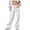 White, variant on Women's Summer Fashion Pants High-Waisted Elastic Lace-Up Casual Solid Color Wide-Leg Yoga Light Blue Athletic Pants for Workout (S)Spring And Fall Wear