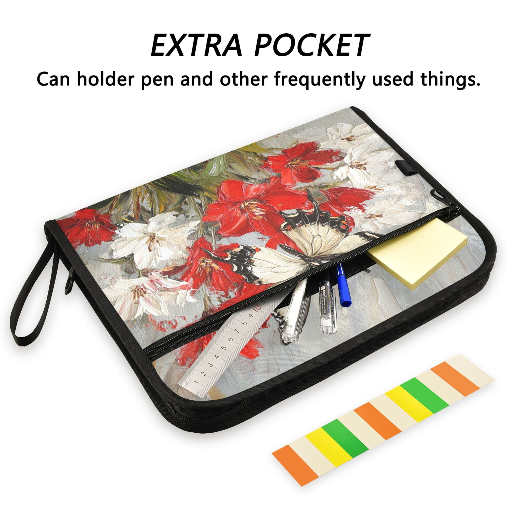 WOBOGO Lily Butterfly Expanding File Folder Letter Size Accordion Filing Organizer 13 Pocket Separate Organ Pocket