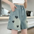 thumbnail image 6 of NAFUU Girls Jeans Shorts Elastic High Waist Wide Leg Baggy Denim Shorts Trendy Kids Summer Jean Shorts with Pocket 4-5 Years, 6 of 9
