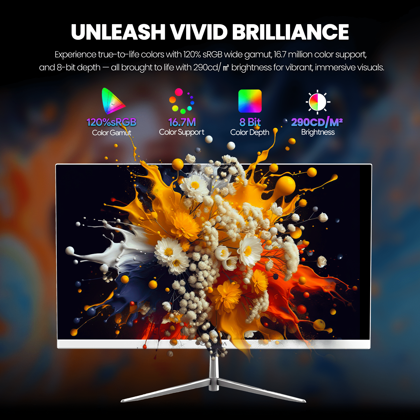 CRUA 24.5"200Hz Gaming Monitor, IPS FHD(1920x1080P) ,120% sRGB, Support FreeSync, 3-Sided Narrow Bezel, Compatible Wall Mountable(HDMI, DP), Built-in Speakers