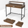 thumbnail image 3 of Costway Computer Desk with Power Outlets, Compact Office Desk with Removable Monitor Shelf Rustic Brown, 3 of 10