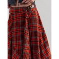 thumbnail image 3 of Red Asymmetrical Midi Plaid Skirt For Women Casual Streetwear Wrap Style, 3 of 5