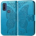 thumbnail image 2 of for Moto G Pure Phone Case Wallet,Women Butterfly Embossed PU Leather Protective Phone Case with Kickstand Card Holder Slots Wrist Strap Flip Cover for Motorola Moto G Pure(Blue), 2 of 14
