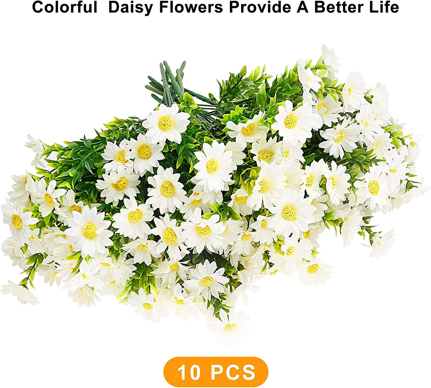 MAMOWEAR Artificial Daisies Flowers Fake Colorful Plastic Plant UV Resistant Greenery Shrubs Plants for Indoor Outside Hanging Planter Home Garden Decor Wedding Porch Window Décor