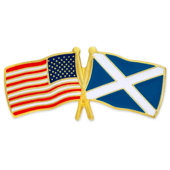 PinMart's USA and Scotland Crossed Friendship Flag Enamel Lapel Pin