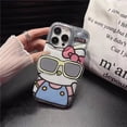 thumbnail image 3 of Cartoon Cute Hello Kitty Phone Case for iphone 14 13 12 11 Pro Sweet Cool Sunglasses Anti-drop Soft Back Cover, 3 of 14