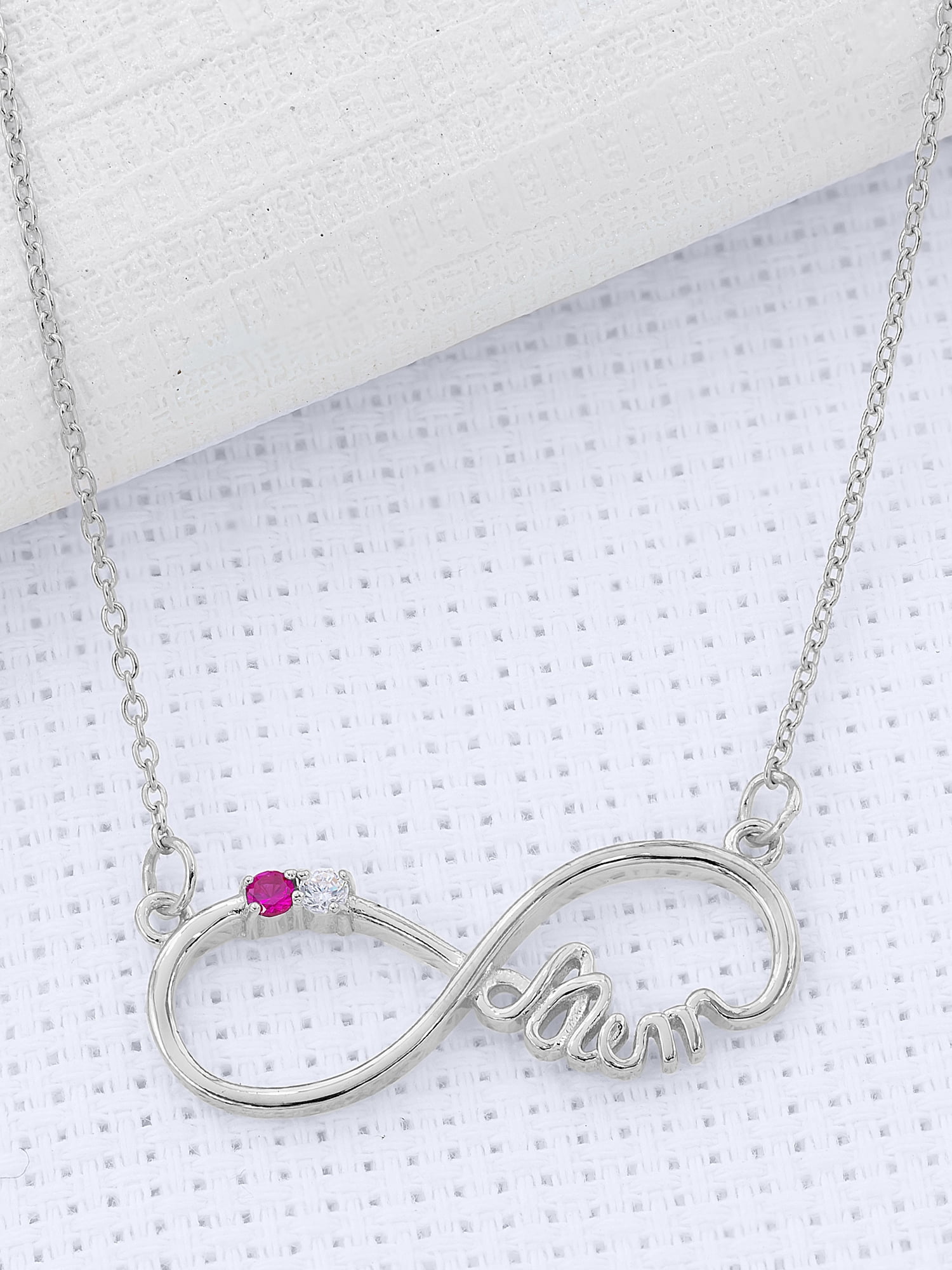 Infinity Necklace with Up to Two Birthstones