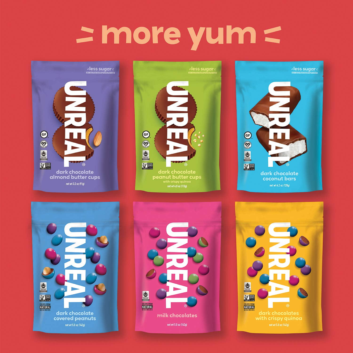 Unreal Peanut Butter Cups Vegan Dark Chocolate 4.2 oz Pack of 2