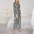thumbnail image 4 of Disketp Pajamas Set Long Sleeve Sleepwear Womens Button Down Nightwear Pj Sets-Houndstooth Black And White, 4 of 9
