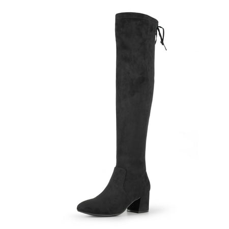 

JORYA Women s Over the Knee Boots Block Heel Black Boots