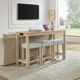 thumbnail image 4 of DEALTOPS 4-Piece Bar Table Set with Charging Station, 59" Counter Table with 3 Soft Stools for Small Space, Light Oak, 4 of 10