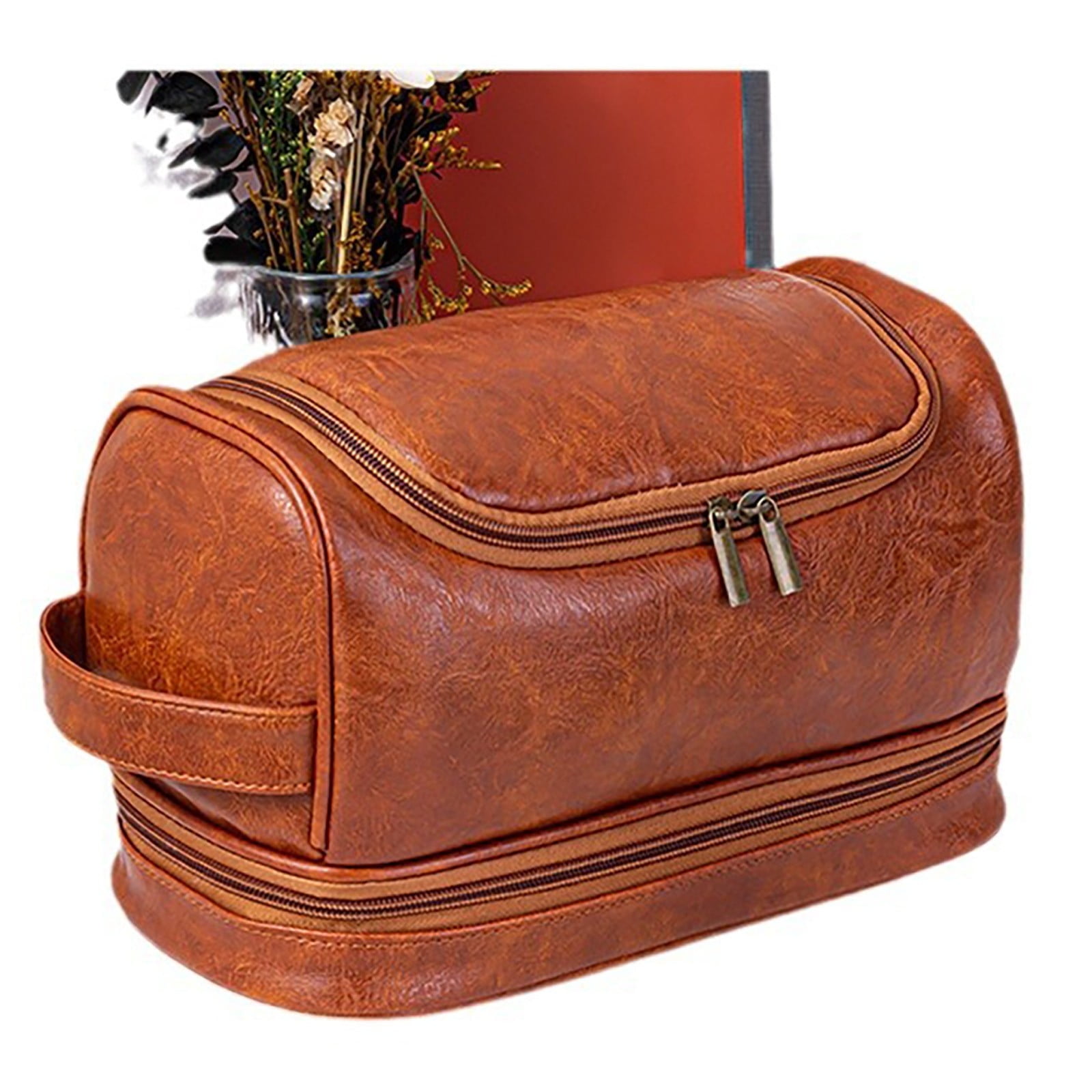 Personalized Toiletry Bag For Men, Dad,Husband, Large Capacity Leather Travel Kit Handcrafted Custom Name Unique Gift For Wedding Groomsmen Gifts Birthd