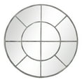 thumbnail image 2 of Benzara Round Metal Frame Wall Mirror with Window Pane Design, Gray and Silver, 2 of 3