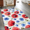 thumbnail image 3 of 3'x5' Area Rugs, Red Poppy Flower Indoor Outdoor Area Rug for Living Room Bedroom, Blue Watercolor Budding Floral Summer Washable Bathroom Rugs Kitchen Floor Carpet Mats Home Decor Aesthetic, 3 of 8