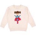thumbnail image 2 of Inktastic Superhero Girl, Cute Girl, Brown Hair, Red Cape Toddler Sweatshirt, 2 of 4