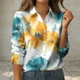 thumbnail image 2 of Womens Button Down Shirt Long Sleeve Blouse Business Work Tops Dressy Casual Floral Printed Outfits with Pocket White M, 2 of 5