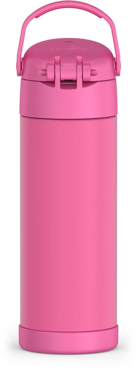 Thermos Kids Bouteille d'eau isotherme en acier inoxydable avec bec verseur et couvercle, 29,5 ml, rose vif Bouteille de 16 onces