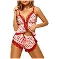 thumbnail image 1 of Gibobby Conjuntos de bragas de encaje Conjunto de Liguero con Sujetador de Encaje, Lencería Elegante y Exquisita para Mujer para Noche de Bodas, Luna de Miel y Más(Rojo, 3XG), 1 of 5
