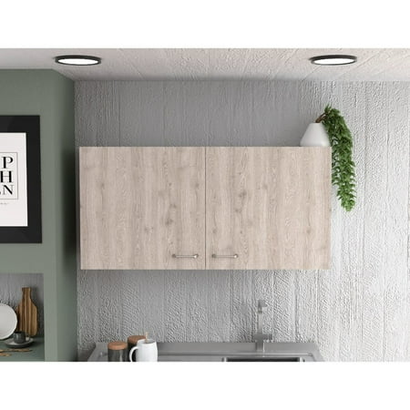 Wall Cabinet with Double Doors and 2 Shelves - Multicolor Modern for Kitchen Use