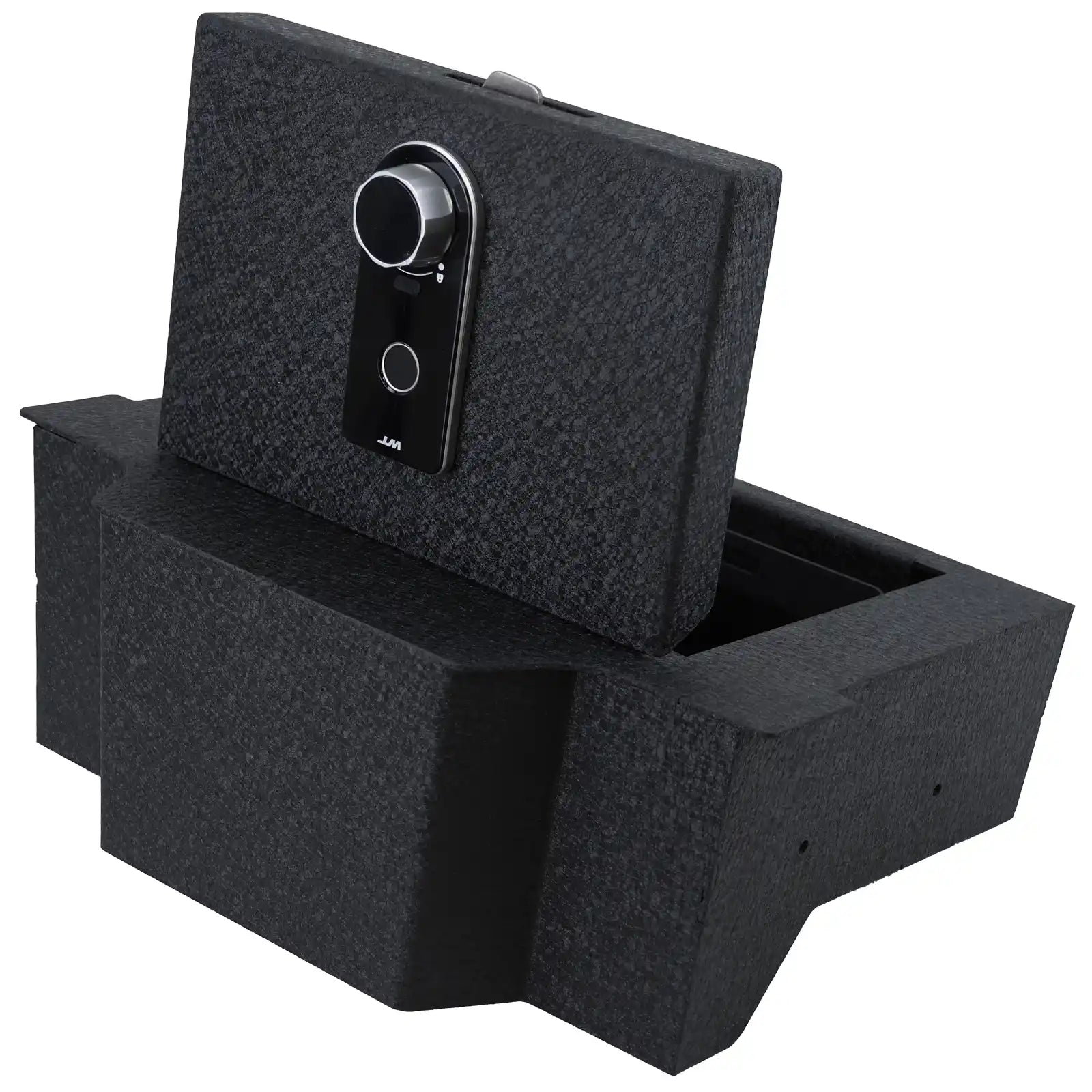 Center Console Safe Gun Safe, WASAI Console Gun Vault Lock box Compatible with RAM 1500/2500/3500 LARAMI/BIGHORN/POWERWAGON 2019-2024, NOT FIT Cup Holder with Cover, Fingerprint Lock with Backup Key.