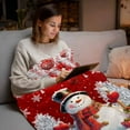 thumbnail image 5 of Christmas Ball Flannel Blanket for Bed,Travel and Camping, Snowman Gifts Xmas Tree Snowflake Red Super Soft Cozy Blanket for All Seasons 30"x40", 5 of 9