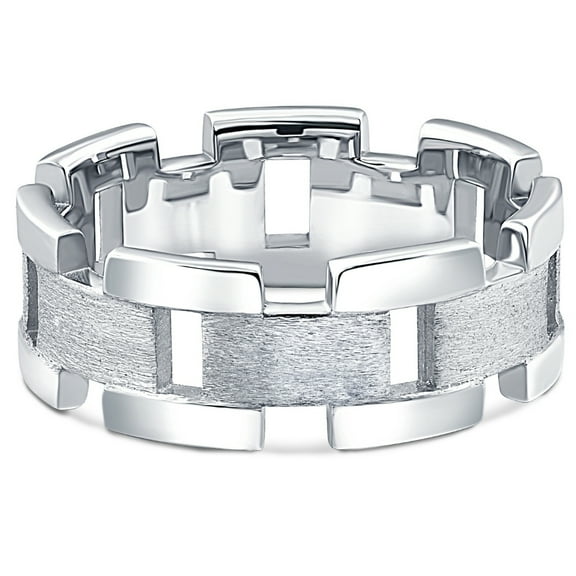 Pompeii 14k White Gold Solid Brushed Mens Heavy Weight Wedding Band (,)