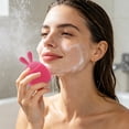 thumbnail image 4 of Gumesh Soft Silicone Facial Cleansing Brush Manual Face Scrubber Exfoliating Massage Scrub Acne Blackheads Remove Handheld Pads for Sensitive, Delicate, Dry Skin(Red), 4 of 6