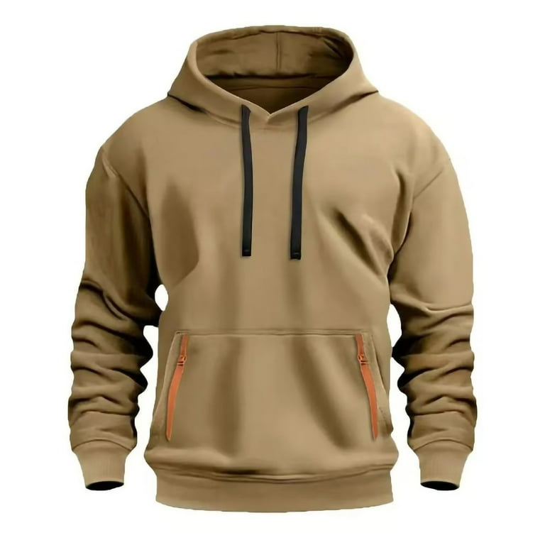 SYMOID Hoodies for Men Fall and Winter Khaki Sweatshirt Pullover