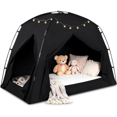 Bed Tents for Kids and Adults, Portable 100% Breathable and 93% Blackout Dream Play Tent, 3 Doors Big Privacy Space Sleeping Canopy for Floor or Twin Full Queen Sizes Bed
