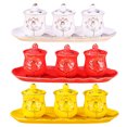 thumbnail image 3 of Matsuzay Juego de 3 tazas de loto con tapa y base. Disfrute de una experiencia relajante al beber té o agua. Taza de cerámica con diseño de Teteras amarillo, 3 of 6