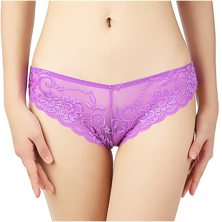 Ladies cotton underwear Purple boy brief style women's panties white trim S