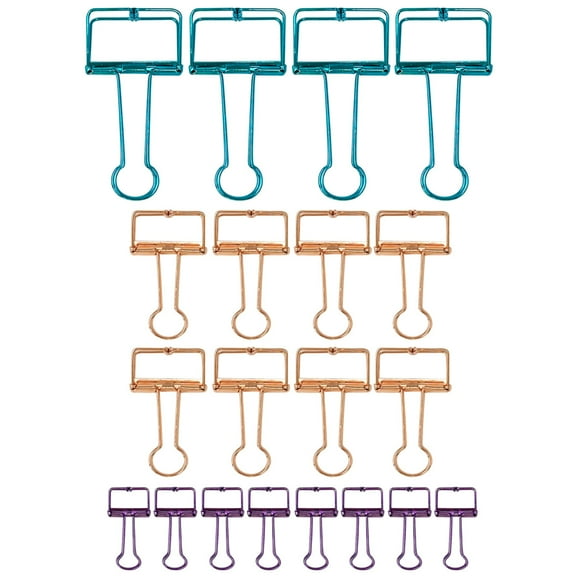 Wrapables Hollow Binder Clips for Office in Assorted Sizes, Paper Clamps, Paper Clips (Set of 20)