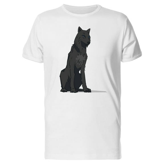 Sitting Black Wolf Blue Eyes T-Shirt Men -Image by Shutterstock, Male x-Large