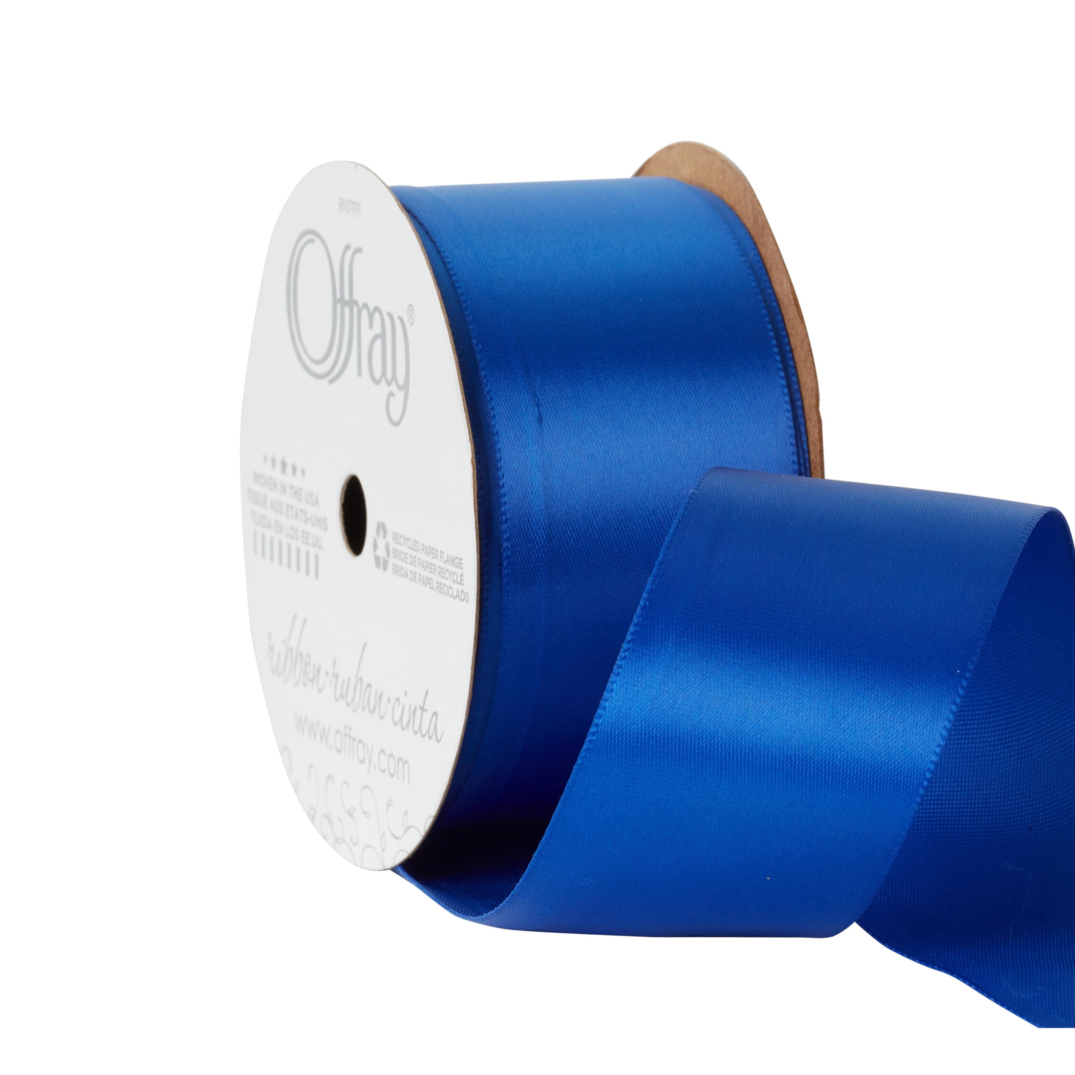(2 pack) Offray Ribbon, Royal Blue 1 1/2 inch Single Face Satin Polyester Ribbon, 12 feet