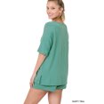 thumbnail image 2 of Zenana Women & Plus Relaxed Fit Drop Shoulder Tee Shirt Top & Drawstring Waist Short Lounge Set, 2 of 4