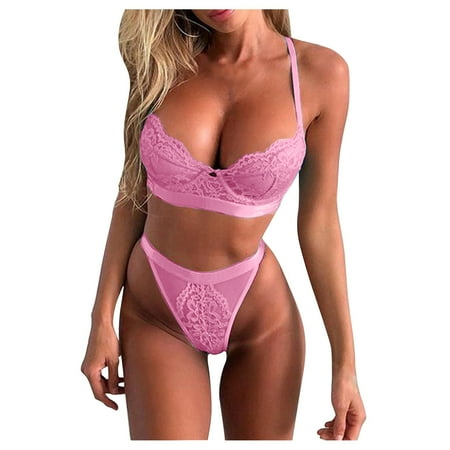 Sexy Nightwear For Women Women Sexy Lingerie Lace Flowers Push Up Top Bra Pants Underwear Set Sleepwear  Women s Intimates XL