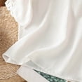 thumbnail image 6 of Women's Short Sleeve V Neck Linen Top Shirts Blouses with Embroidered Hollow Out Details Solid Color Casual Work Vacation Outfits Fashion Essential Gift for Women | Aestivo,White L, 6 of 9