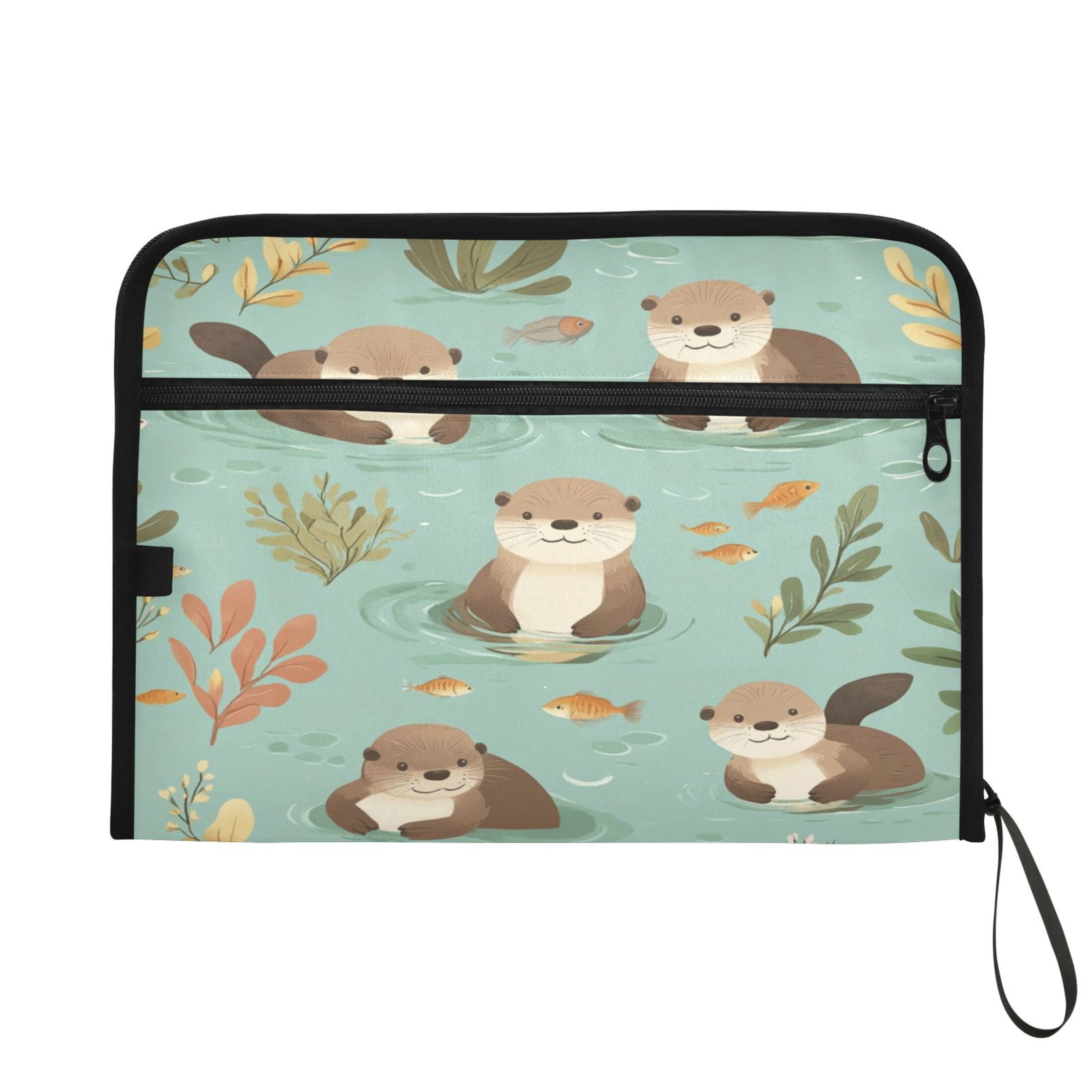 WOBOGO Otter Fish Seaweed Expanding File Folder Letter Size Accordion Filing Organizer 13 Pocket Separate Organ Pocket