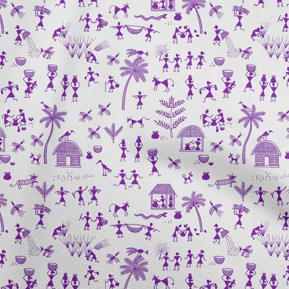 oneOone Polyester Spandex Violet Fabric Asian Floral Block Diy Clothing Quilting Fabric Print Fabric By Yard 56 Inch Wide