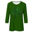 thumbnail image 3 of Aofany 3/4 Length Sleeve Womens Tops Irish Shamrock Print St Patricks Day Shirt Women Crew Neck Pullover Graphic Tee Tops Saint Patricks Day T Shirts, 3 of 4