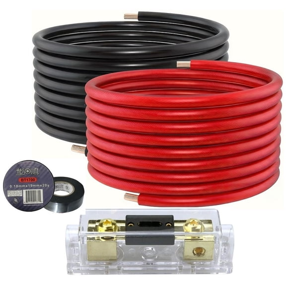 Absolute KIT4-25RBT-ANL 50 Feet 25' Red 25' Black 4 Gauge Power Wire ANL Tape