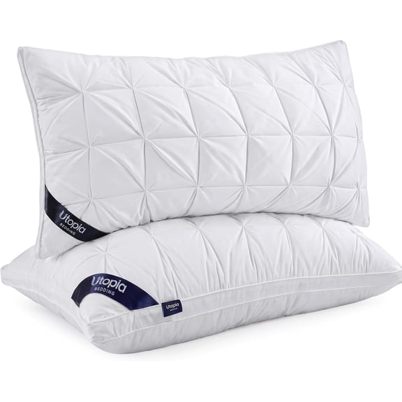 Utopia Bedding Queen Pintuck Bed Pillows White Pack of 2